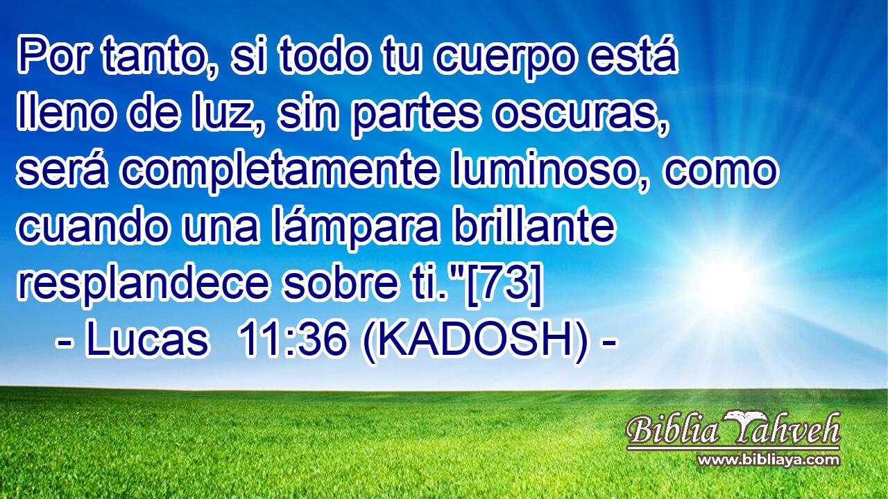  Por tanto, si todo tu cuerpo está lleno de luz, sin partes oscuras, será completamente luminoso, como cuando una lámpara brillante resplandece sobre ti.