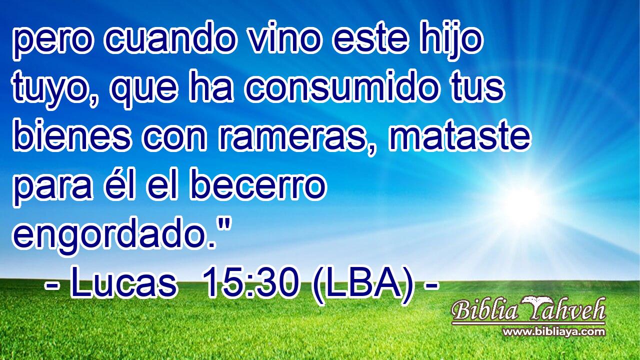 pero cuando vino este hijo tuyo, que ha consumido tus bienes con rameras, mataste para él el becerro engordado.