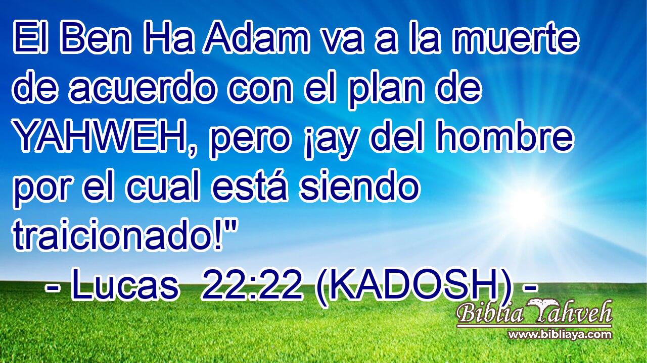  El Ben Ha Adam va a la muerte de acuerdo con el plan de YAHWEH, pero ¡ay del hombre por el cual está siendo traicionado!