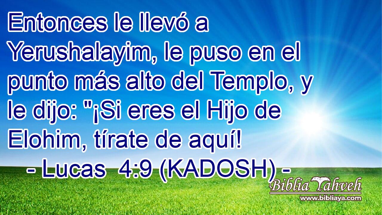  Entonces le llevó a Yerushalayim, le puso en el punto más alto del Templo, y le dijo: 