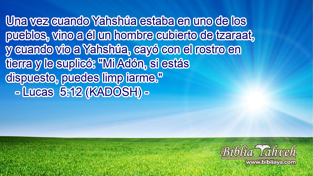  Una vez cuando Yahshúa estaba en uno de los pueblos, vino a él un hombre cubierto de tzaraat, y cuando vio a Yahshúa, cayó con el rostro en tierra y le suplicó: 