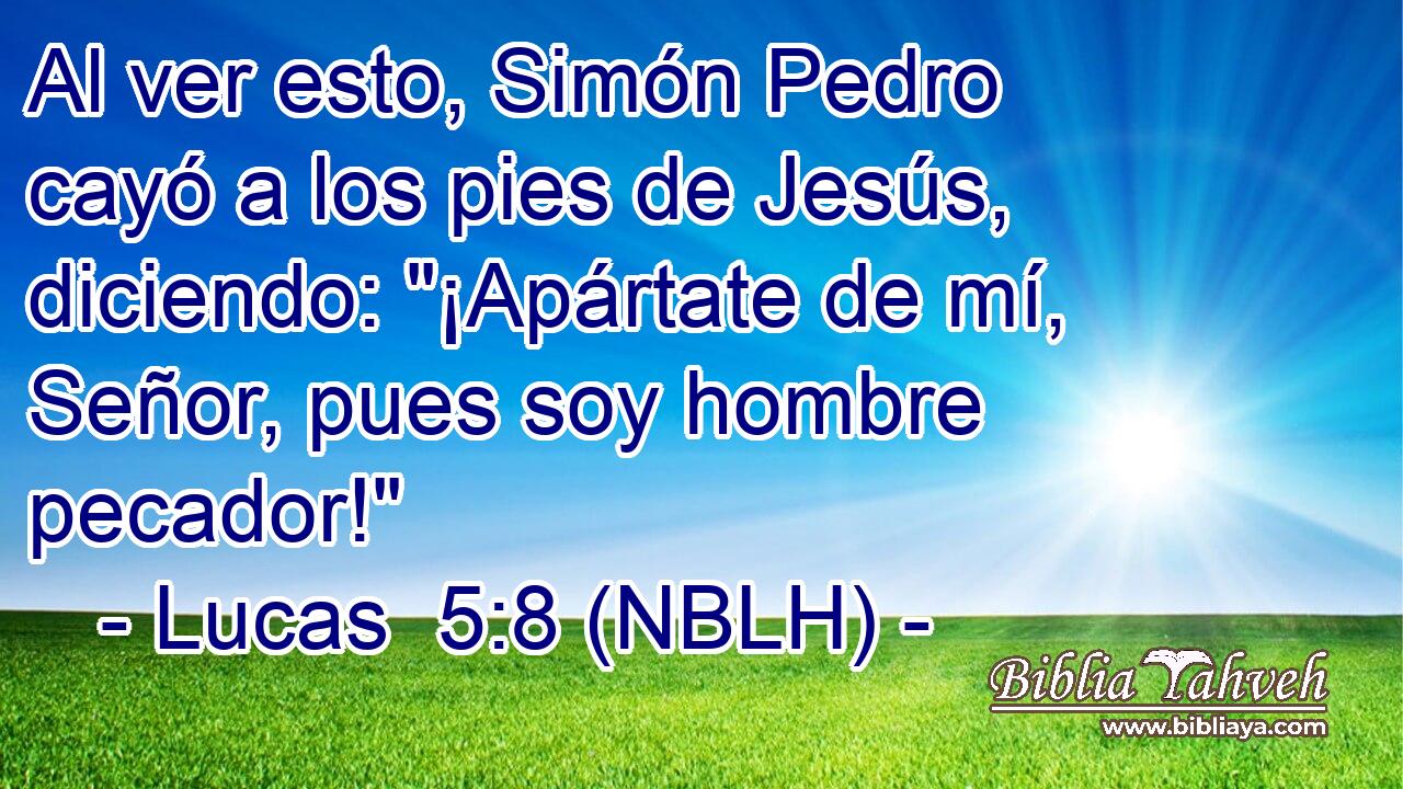  Al ver esto, Simón Pedro cayó a los pies de Jesús, diciendo: 