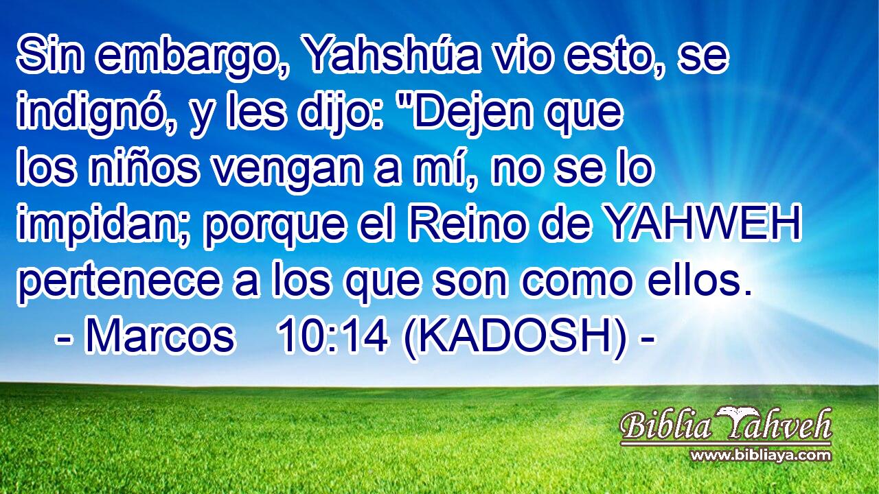  Sin embargo, Yahshúa vio esto, se indignó, y les dijo: 