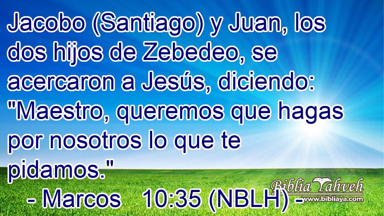  Jacobo (Santiago) y Juan, los dos hijos de Zebedeo, se acercaron a Jesús, diciendo: 