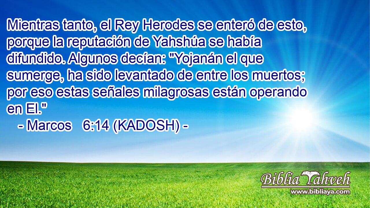  Mientras tanto, el Rey Herodes se enteró de esto, porque la reputación de Yahshúa se había difundido. Algunos decían: 