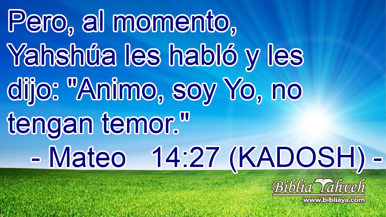  Pero, al momento, Yahshúa les habló y les dijo: 