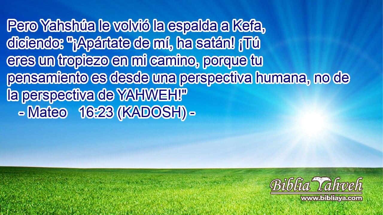  Pero Yahshúa le volvió la espalda a Kefa, diciendo: 