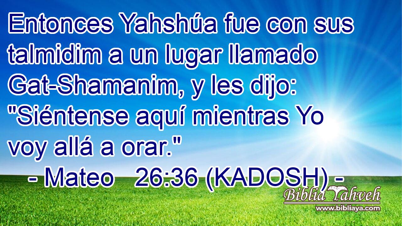  Entonces Yahshúa fue con sus talmidim a un lugar llamado Gat-Shamanim, y les dijo: 