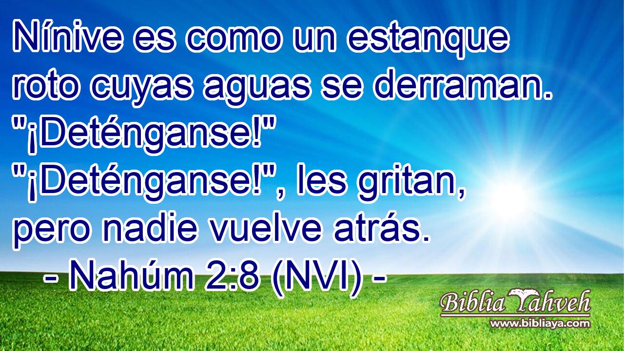  Nínive es como un estanque roto cuyas aguas se derraman. 