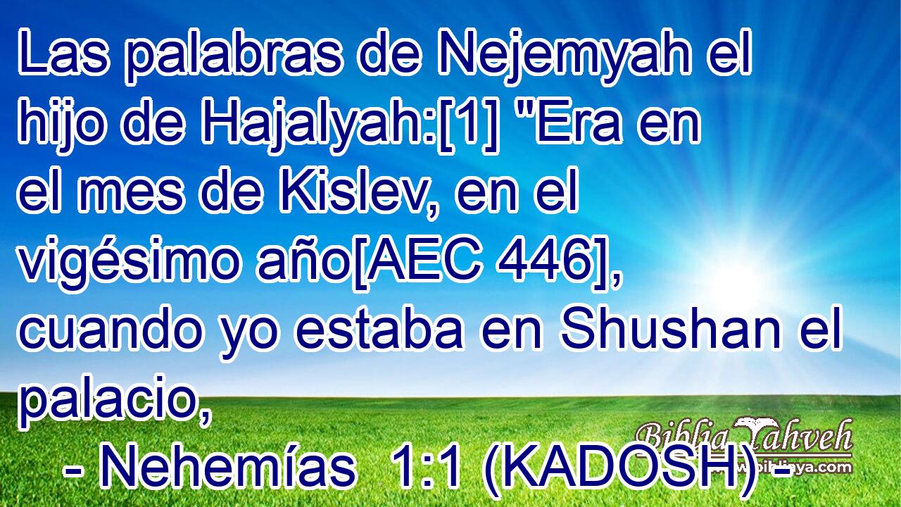  Las palabras de Nejemyah el hijo de Hajalyah:[1] 