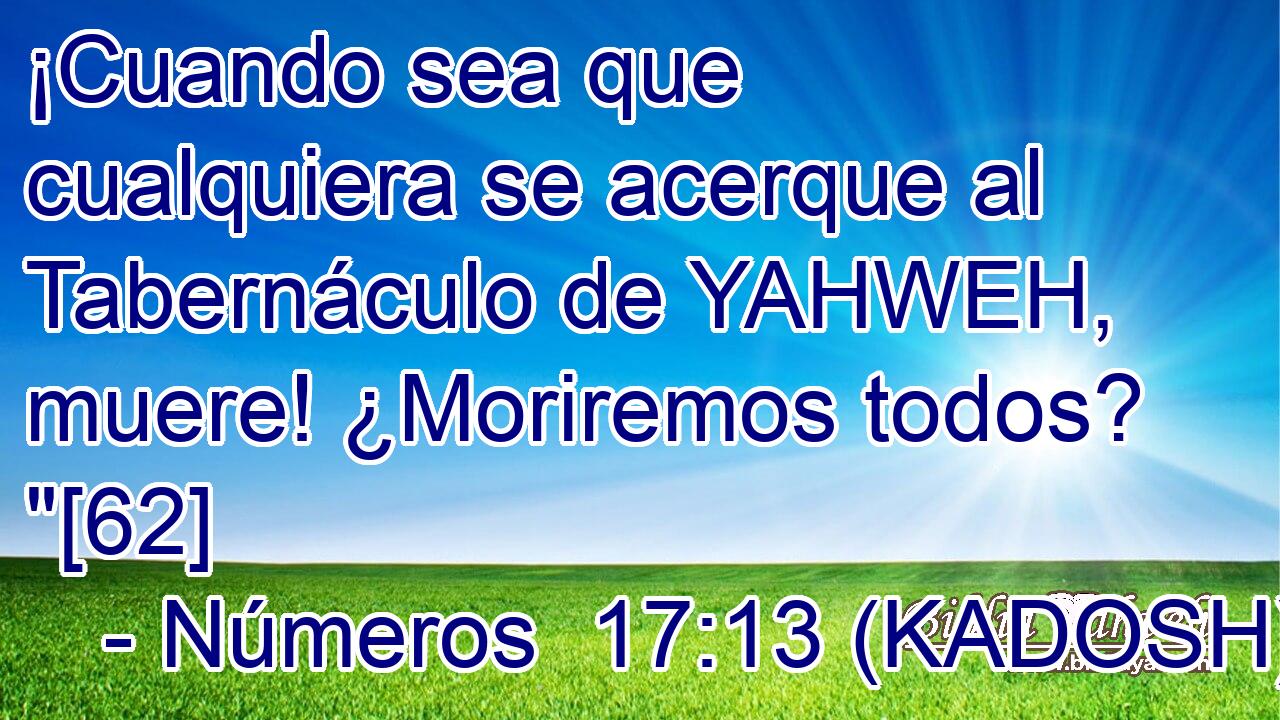  ¡Cuando sea que cualquiera se acerque al Tabernáculo de YAHWEH, muere! ¿Moriremos todos? 