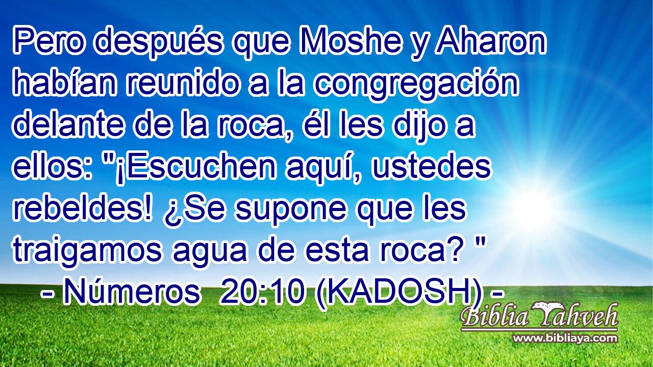  Pero después que Moshe y Aharon habían reunido a la congregación delante de la roca, él les dijo a ellos: 