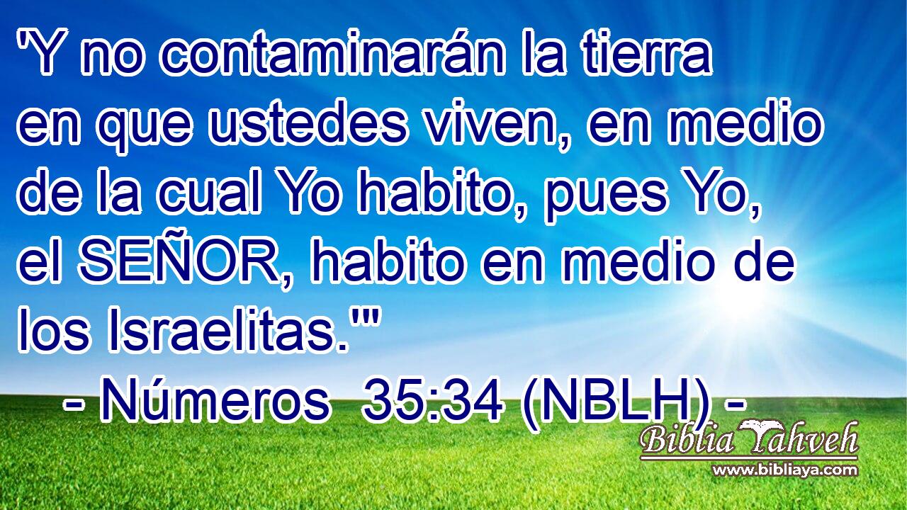  'Y no contaminarán la tierra en que ustedes viven, en medio de la cual Yo habito, pues Yo, el SEÑOR, habito en medio de los Israelitas.'