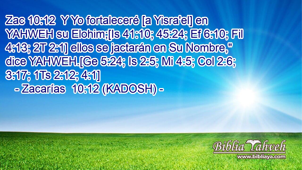  Y Yo fortaleceré [a Yisra'el] en YAHWEH su Elohim;[Is 41:10; 45:24; Ef 6:10; Fil 4:13; 2T 2:1] ellos se jactarán en Su Nombre,